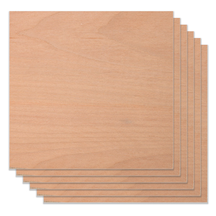 12x12 Wood Panels, Unfinished 3mm Birch Plywood Sheets (8 Pack)