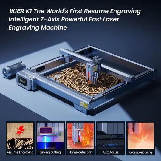 The iKier K1 Pro 24W laser cutter features an intelligent Z-axis and sink cut for precise and deep engraving on a wide range of materials.