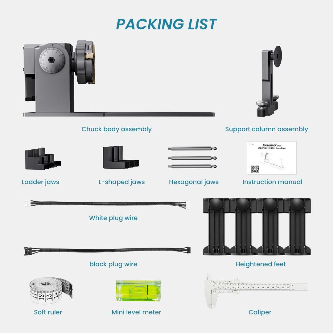 Atomstack R1 Multi-function Chuck Rotary for Laser Engraver - Atomstack EU